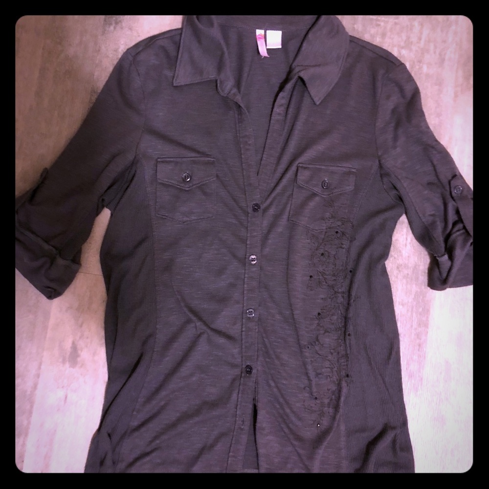 Grey button up sweater
